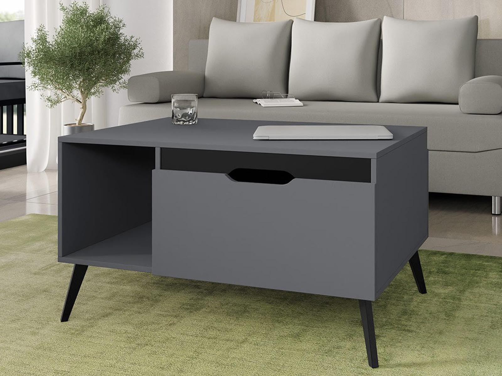 Rechthoekige salontafel DADIZELE grijs/zwart