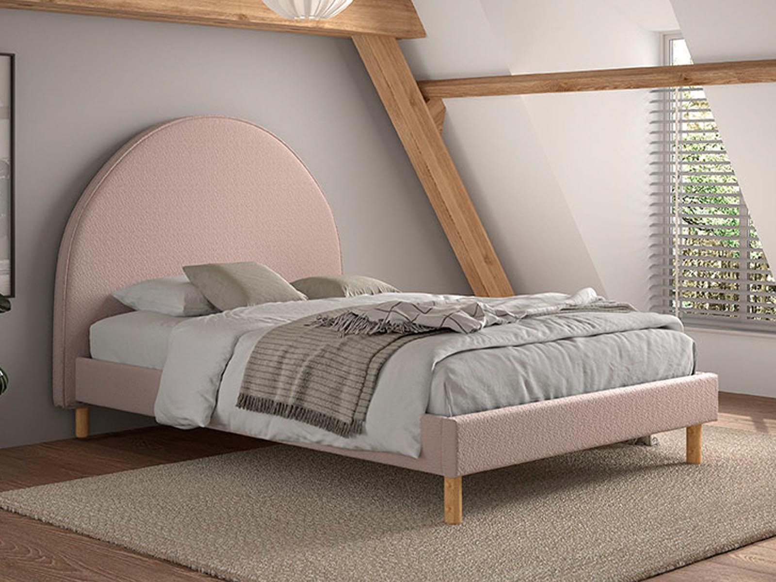 Bed MOWGLI 140x200 cm bouclé stof roze