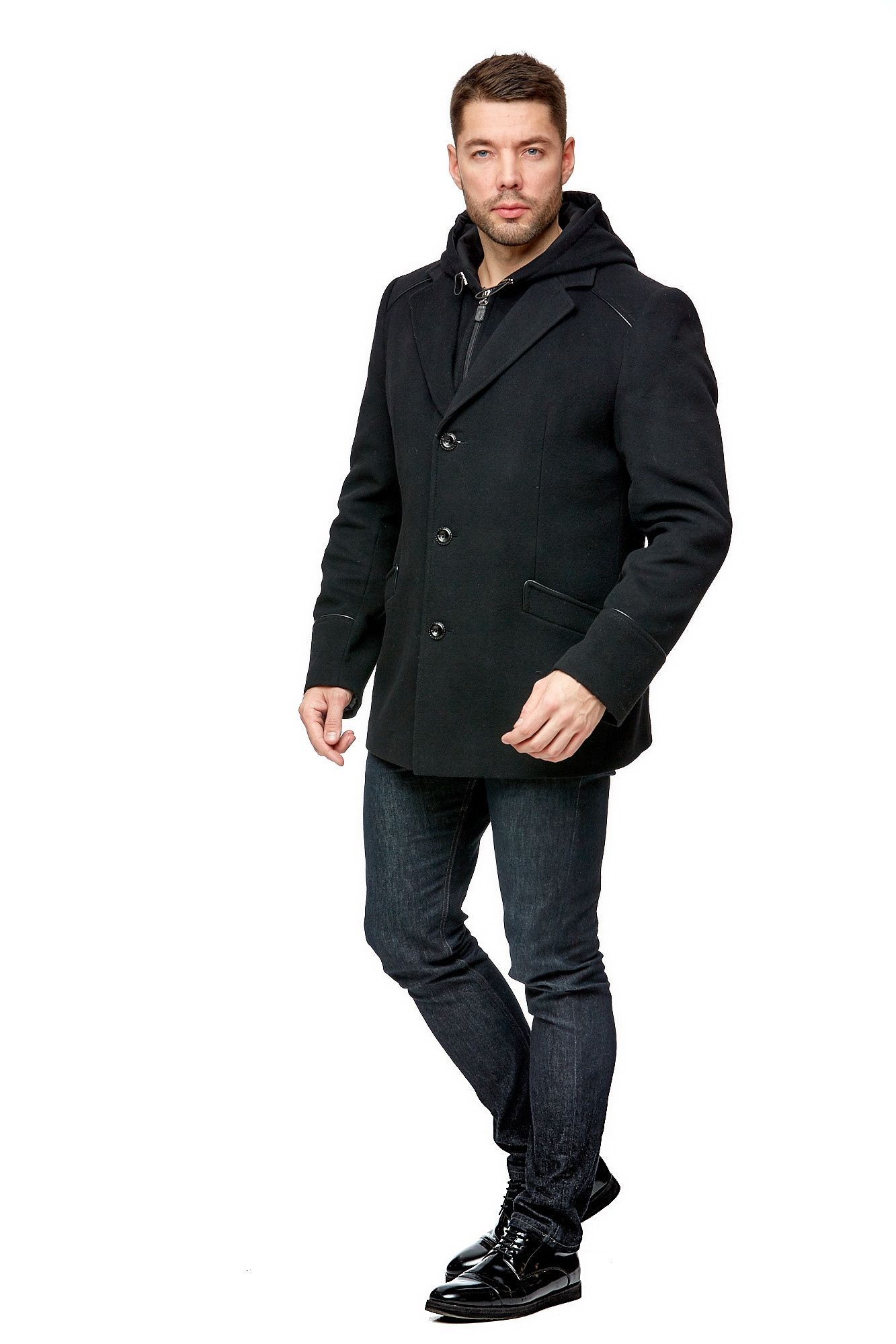 Мужское пальто из текстиля с капюшоном