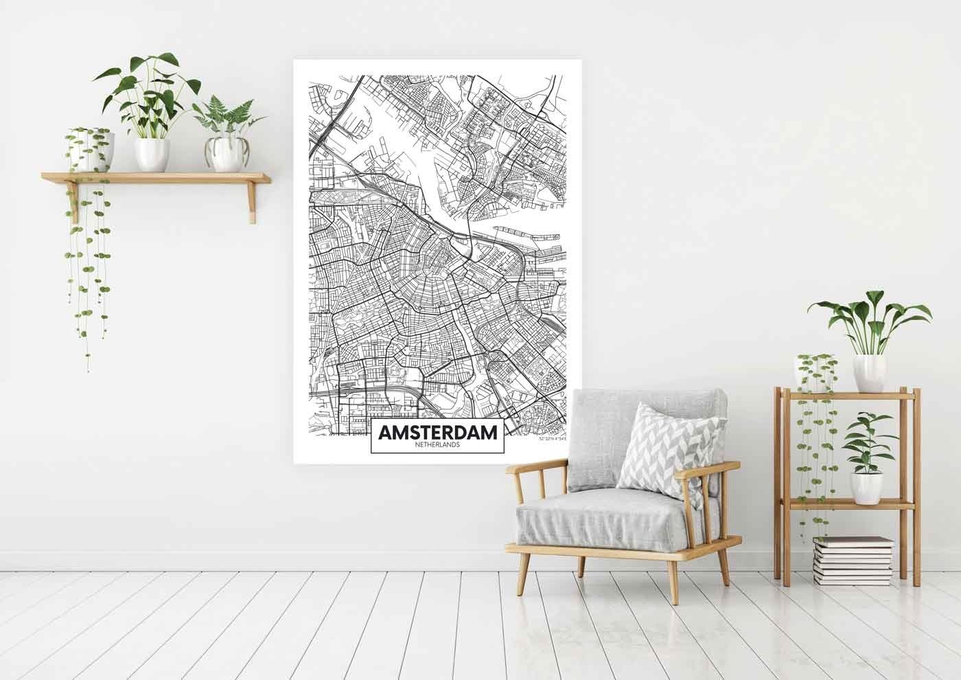 Fotobehang Plattegrond Amsterdam