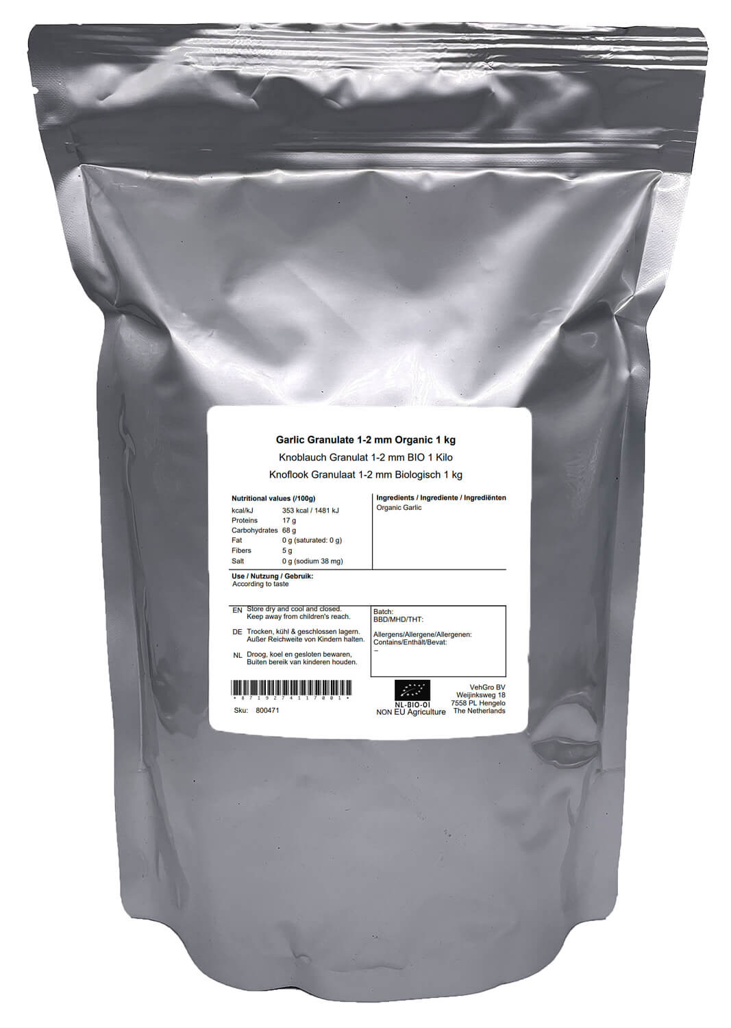 Knoflook Granulaat 1-2 mm Biologisch 1 kg