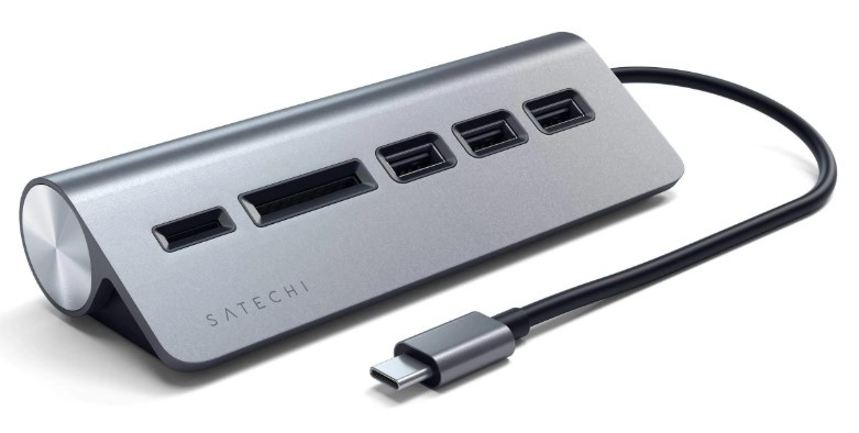 USB-хаб Satechi Type-C Aluminum USB 3.0 Hub and Card Reader (3xUSB 3.0, SD, micro-SD) Серый Док-станция ST-TCHCRM