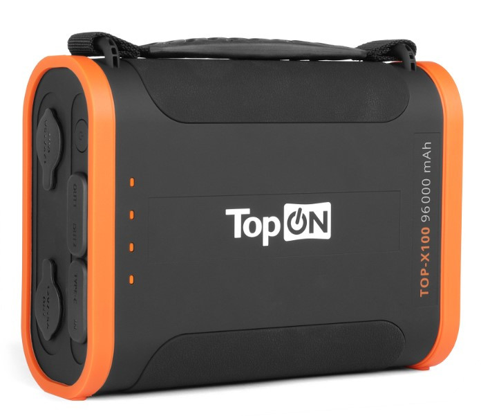 Универсальный внешний аккумулятор TopON TOP-X100 (до 180Вт), USB-C 60W, 2xUSB, 2 авторозетки, фонарь, 96000mAh (307Wh) Черный Черный