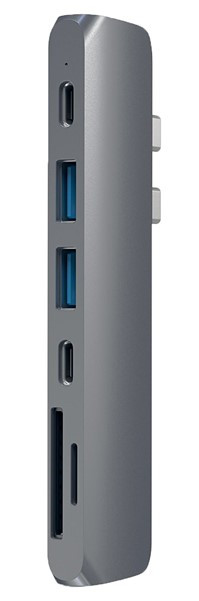 USB-хаб Satechi Aluminum Thunderbolt 3 Pro Hub для Macbook Pro (2xUSB 3.0, Type-C, Thunderbolt 3, HDMI, SD, micro-SD), Серый Док-станция  ST-CMBPM