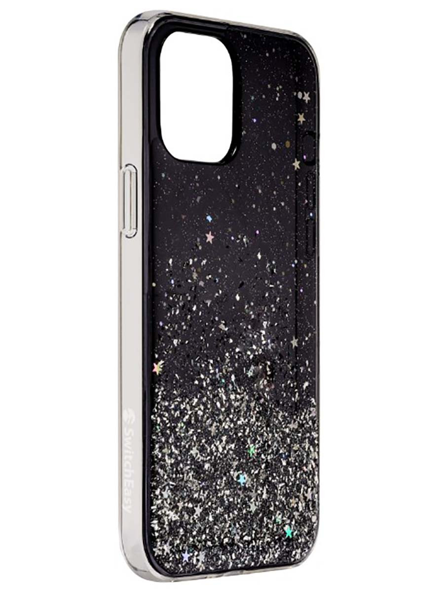 Чехол-накладка SwitchEasy Starfield для смартфона iPhone 12/12 Pro, Поликарбонат/полиуретан, Transparent Black, Черный  GS-103-122-171-66