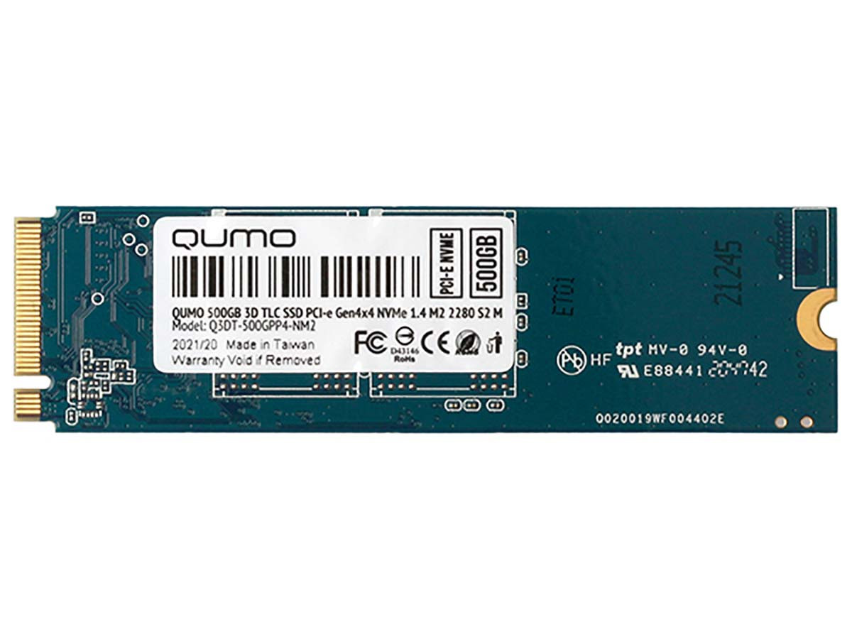 Внутренний SSD-накопитель Qumo Novation 500Gb, M.2 2280,  PCIe Gen3 x4, NVMe, 3D TLC, Черный Q3DT-500GPP4-NM2 OEM