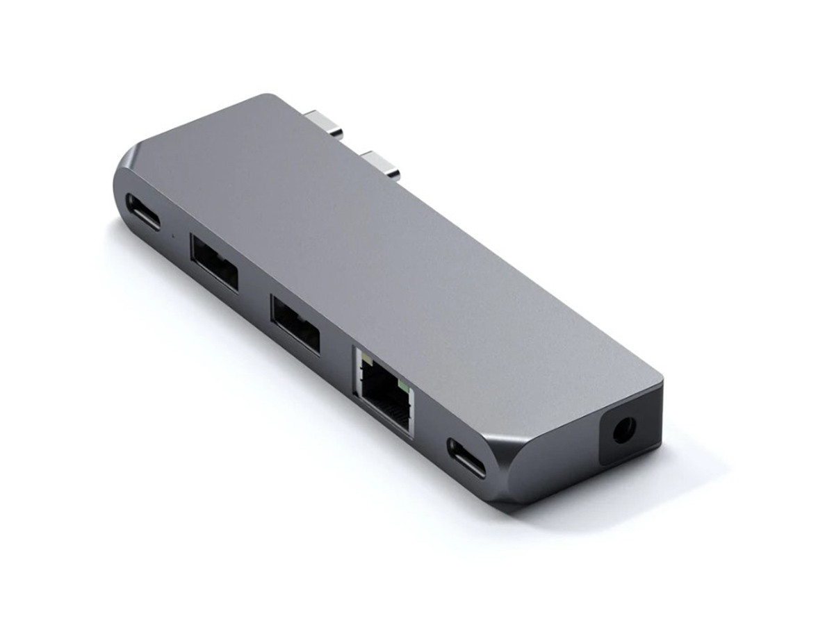 USB-хаб Satechi Pro Hub Mini (2xUSB 3.0, USB Type-C, USB Type-C 4, RJ-45, Mini jack), Серый космос Док-станция ST-UCPHMIM
