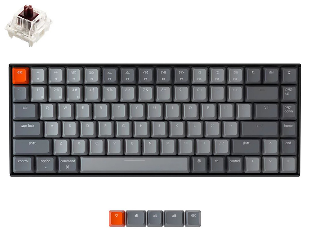 Клавиатура беспроводная механическая Keychron K2 v2 (Hot-swappable), Gateron G Pro Brown Switch, Bluetooth, RGB, 4000мАч, Серый K2C3H K2-C3H