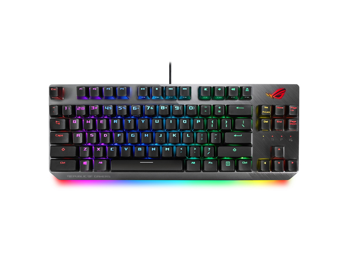 Клавиатура проводная механическая ASUS ROG Strix Scope NX TKL (ROG NX Red switches), USB, RGB, Серый/Черный, 90MP00N6-BKRA00