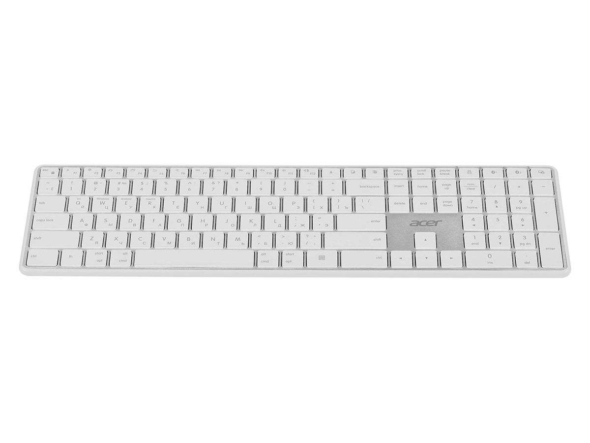 Клавиатура беспроводная Acer OKR301, Bluetooth/Wireless, Белый/Серебристый ZL.KBDEE.015
