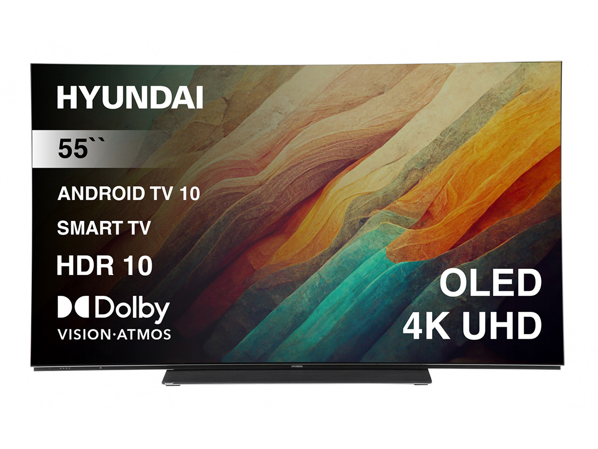 Телевизор Hyundai 55" OLED, UHD, Smart TV (Android TV), Звук (20 Вт (2x10 Вт), 3xHDMI, 2xUSB, 1xRJ-45, Черный, H-LED55OBU7700