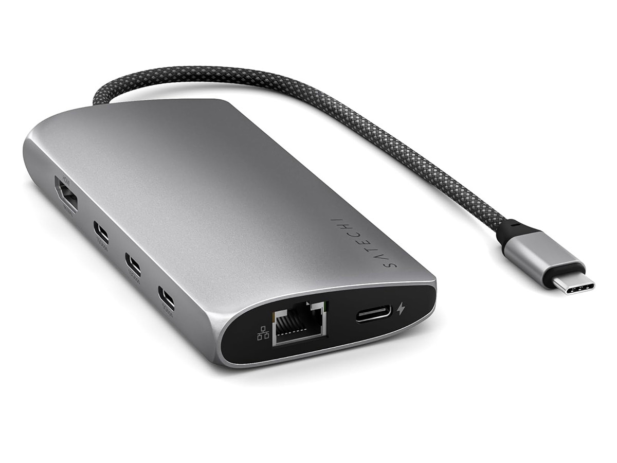 USB-хаб Satechi USB-C Multiport Adapter 8K With Ethernet V3 (5xUSB Type-C, HDMI, RJ-45, SD, micro-SD), Серый космос Док-станция ST-P8KEM