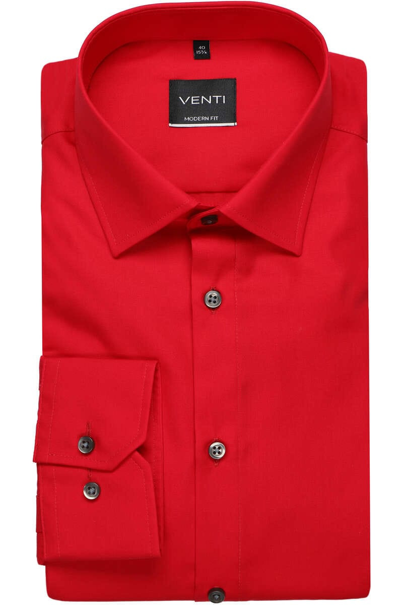 Venti Modern Fit Overhemd rood, Effen