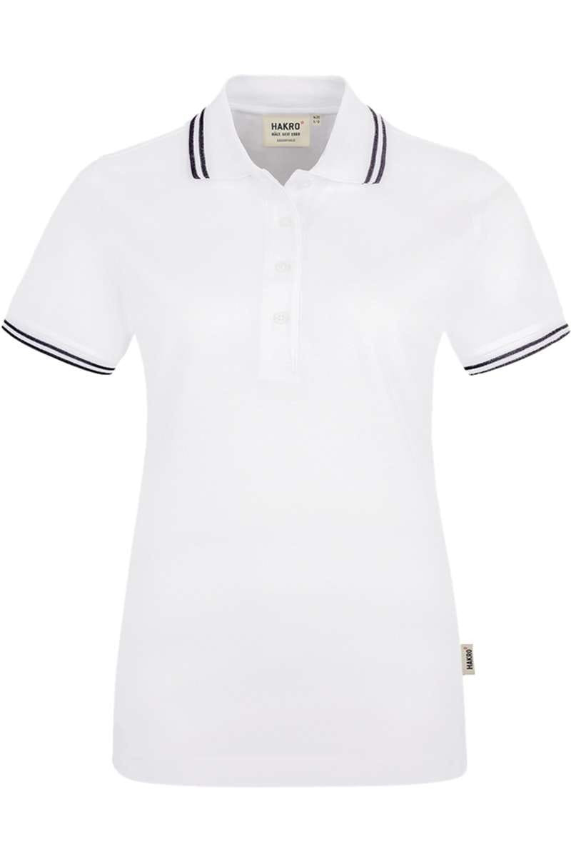 HAKRO 205 Regular Fit Dames Poloshirt wit/zwart, Tweekleurig
