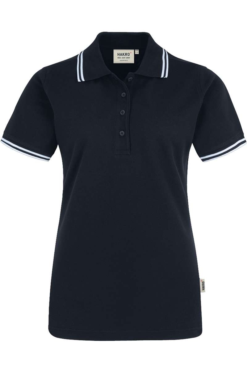 HAKRO 205 Regular Fit Dames Poloshirt zwart/wit, Tweekleurig