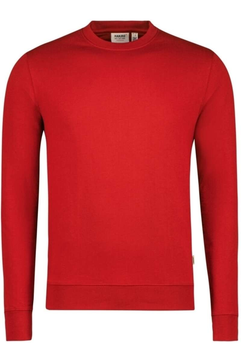 HAKRO Performance Comfort Fit Sweatshirt ronde hals rood, Effen