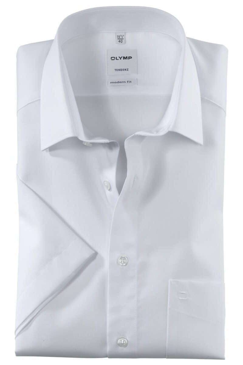 OLYMP Tendenz Modern Fit Overhemd Korte mouw wit