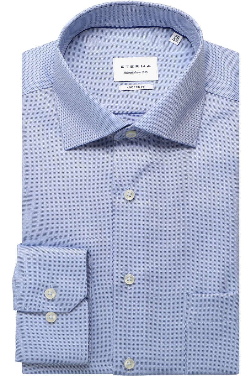 ETERNA Modern Fit Overhemd middenblauw, Gestructureerd