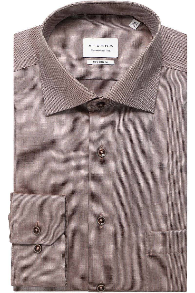 ETERNA Modern Fit Overhemd Extra kort (ML5) beige/bruin