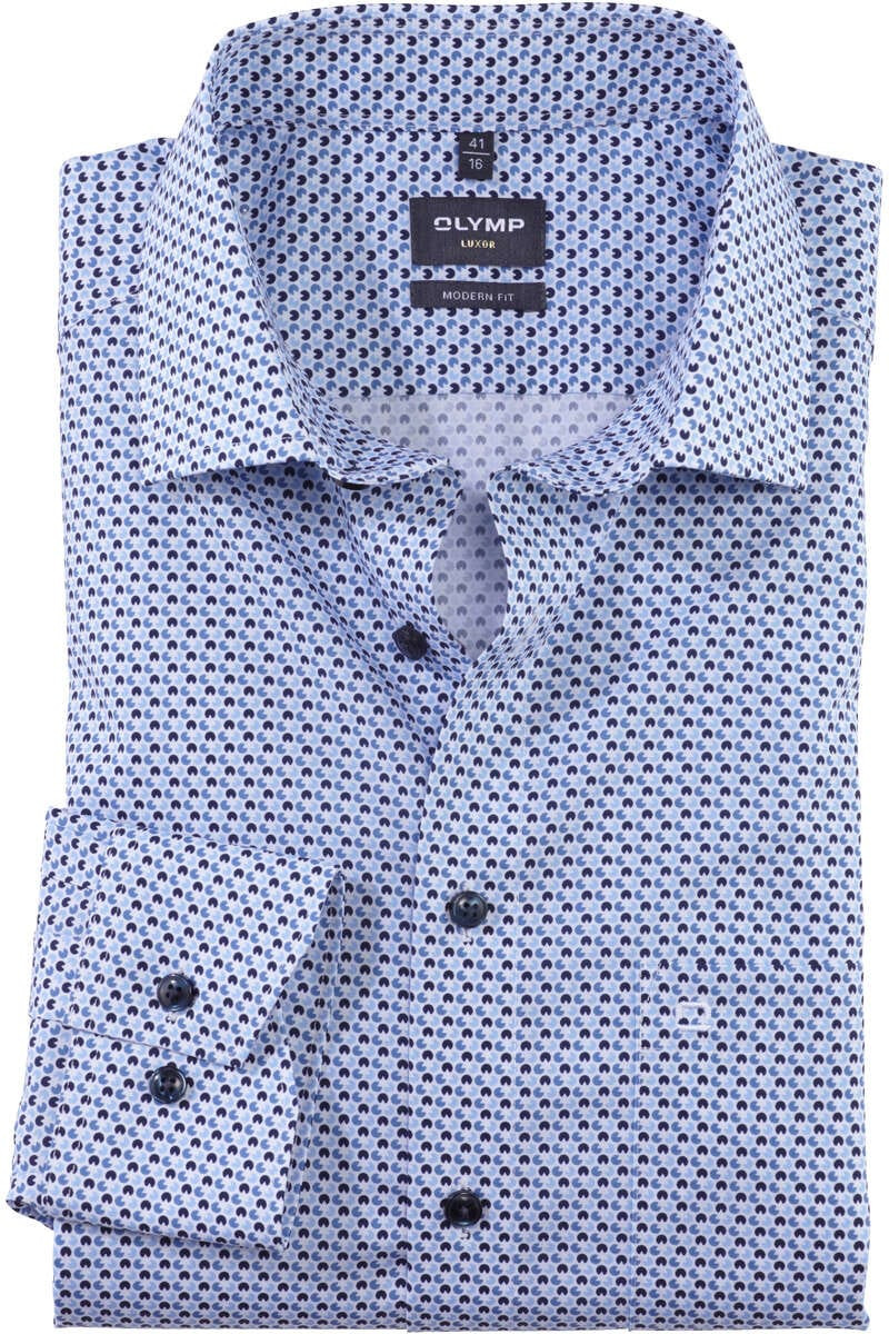 OLYMP Luxor Modern Fit Overhemd ML6 (vanaf 68 CM) blauw/wit