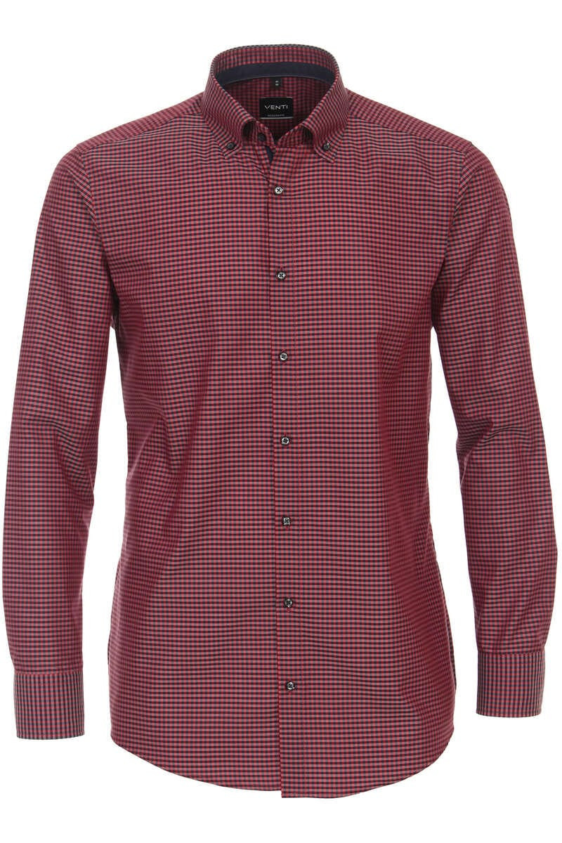 Venti Modern Fit Overhemd rood/zwart, Ruit