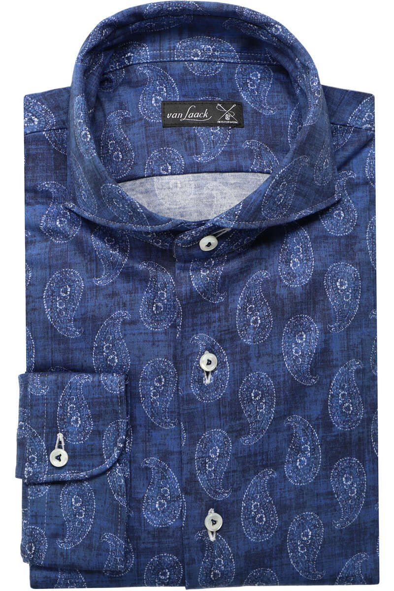 van Laack Meisterwerk Tailor Fit Jersey shirt blauw/wit, Motief