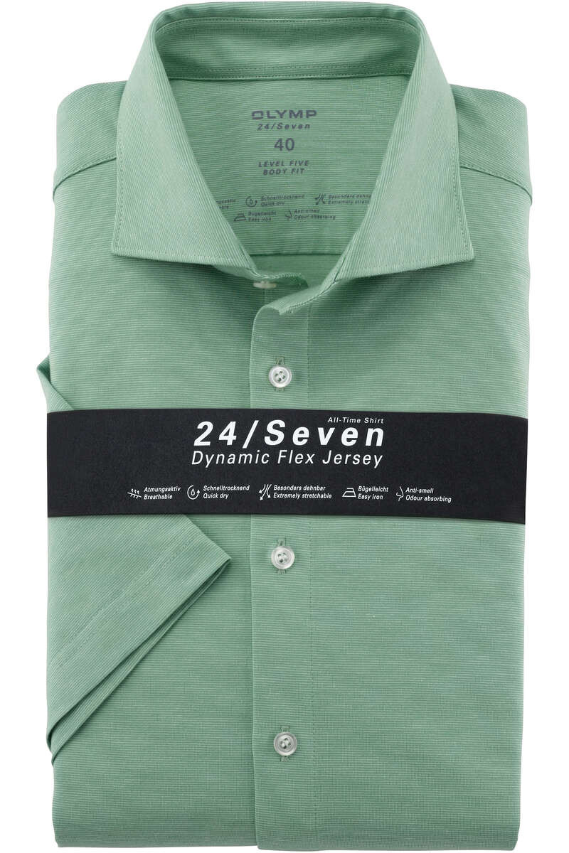 OLYMP Level Five 24/Seven Body Fit Jersey shirt groen, Melange