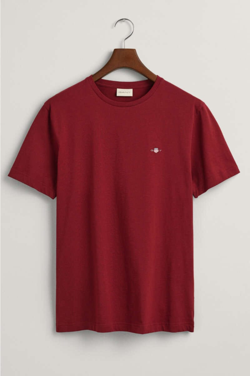 GANT Regular Fit T-Shirt ronde hals rood, Effen