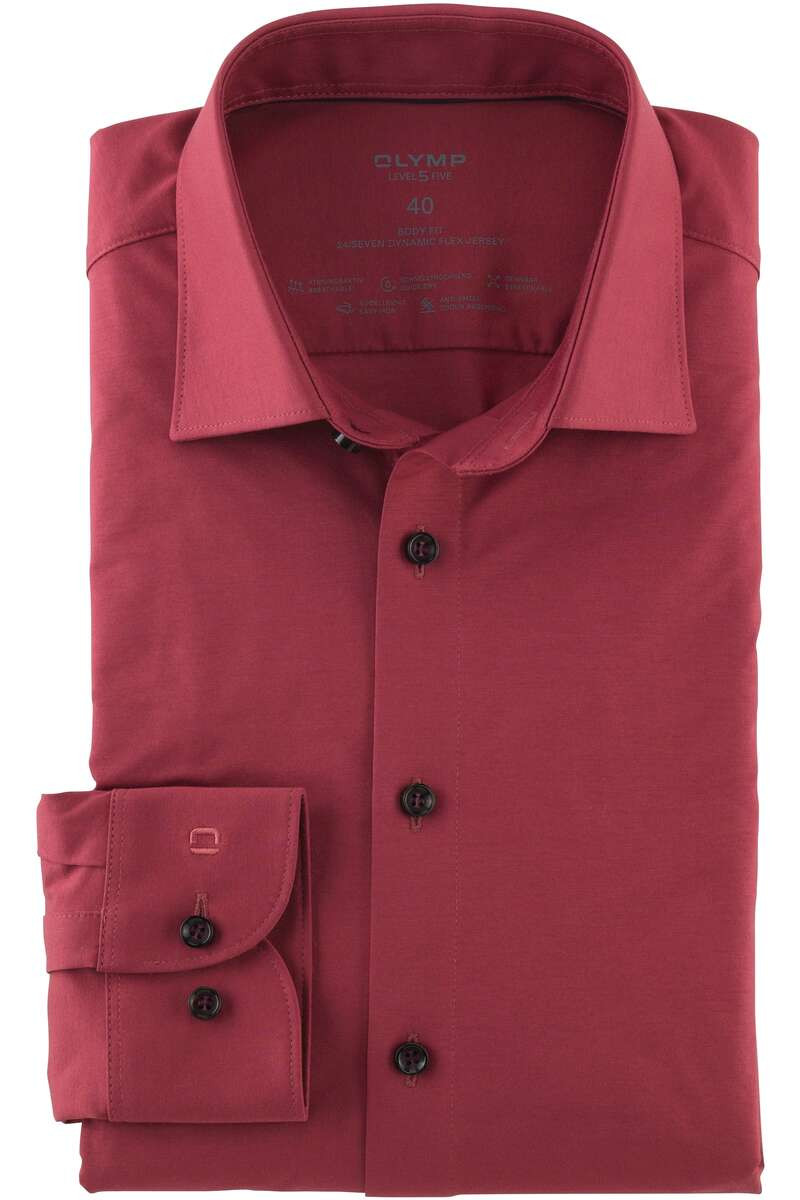 OLYMP Level Five Body Fit Jersey shirt rozenhout, Effen