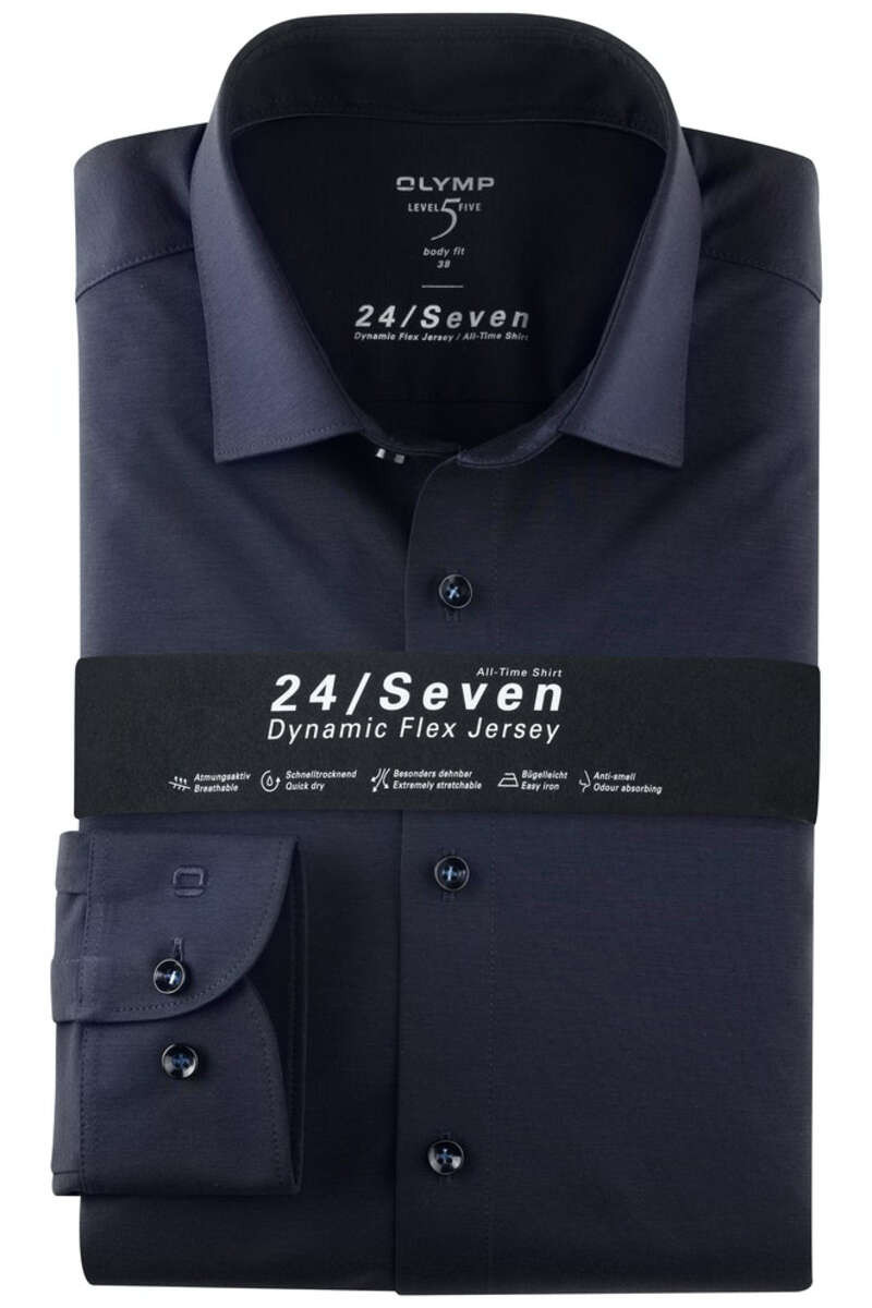 OLYMP Level Five 24/Seven Body Fit Jersey shirt marine, Effen