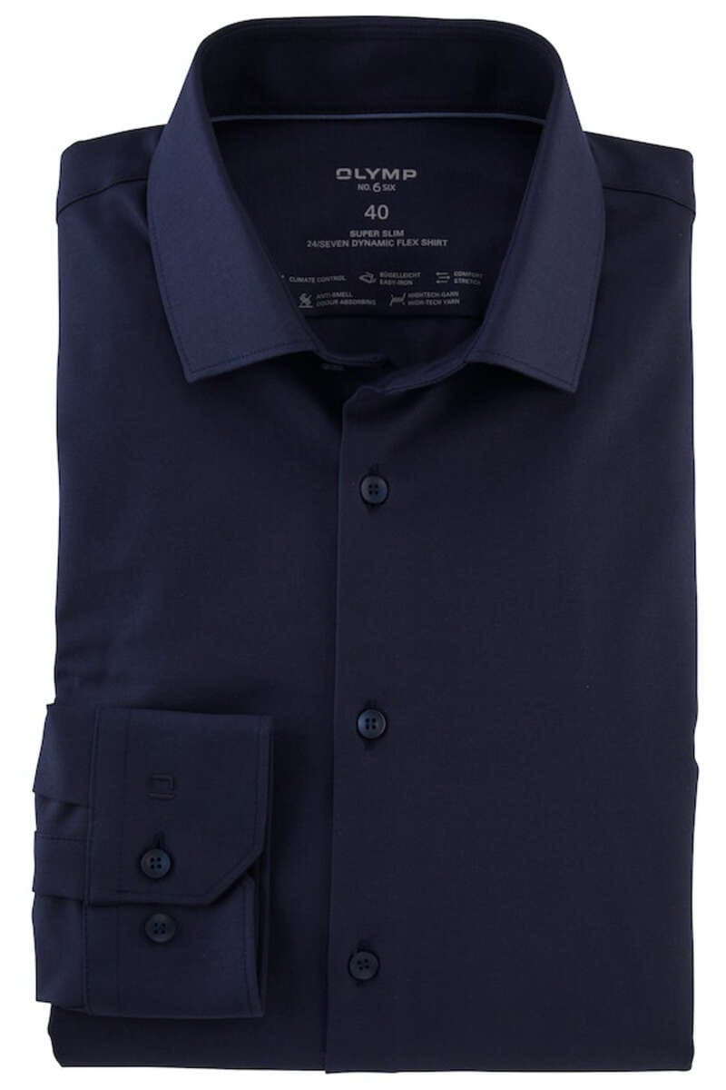 OLYMP No. Six 24/Seven Dynamic Flex Super Slim Jersey shirt marine, Effen