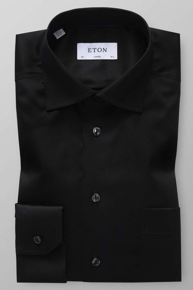 ETON Classic Fit Overhemd zwart, Effen