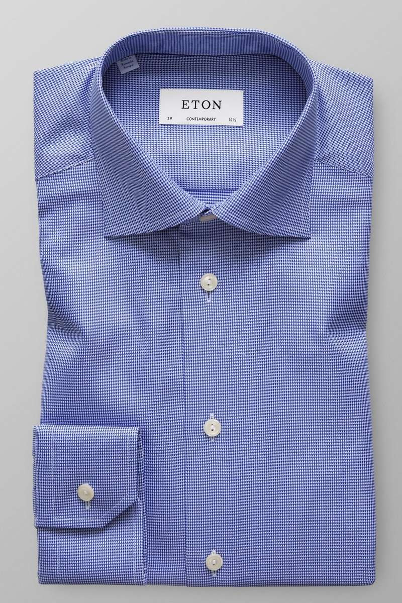 ETON Contemporary Fit Overhemd blauw/wit, Gestructureerd