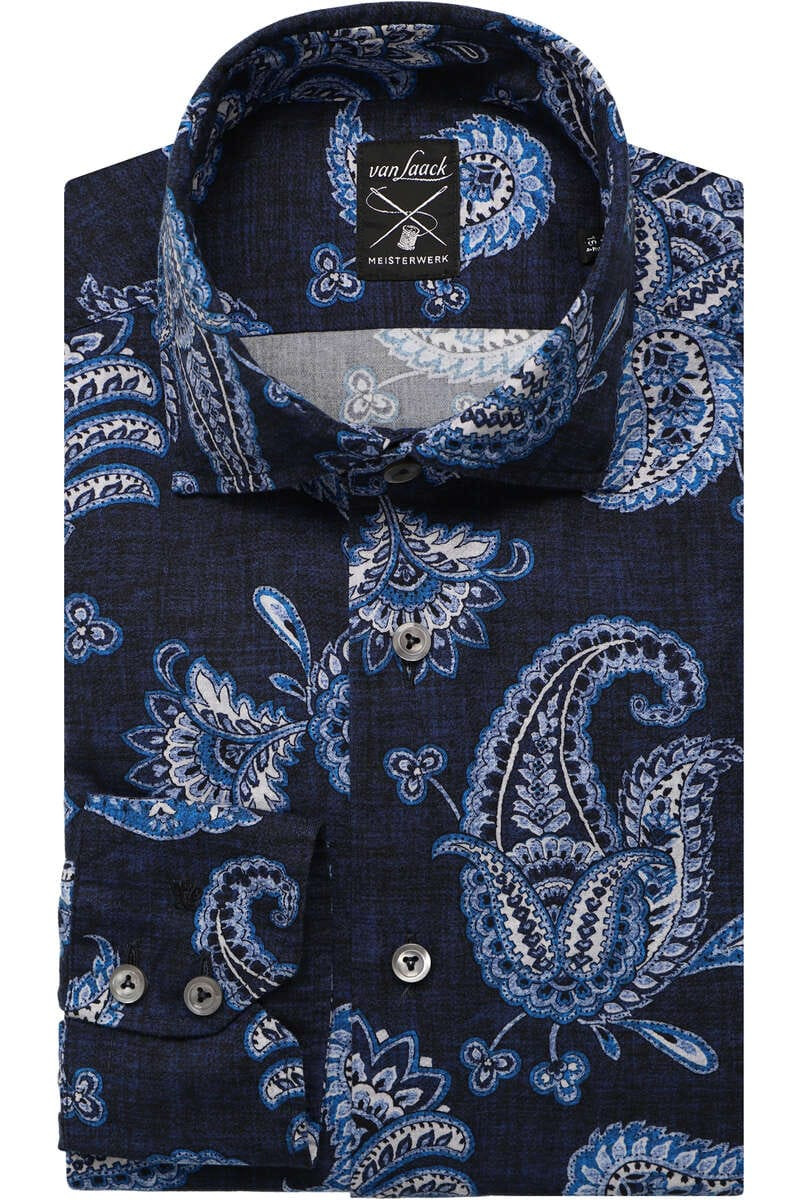 van Laack Meisterwerk Tailor Fit Overhemd koningsblauw, Paisley