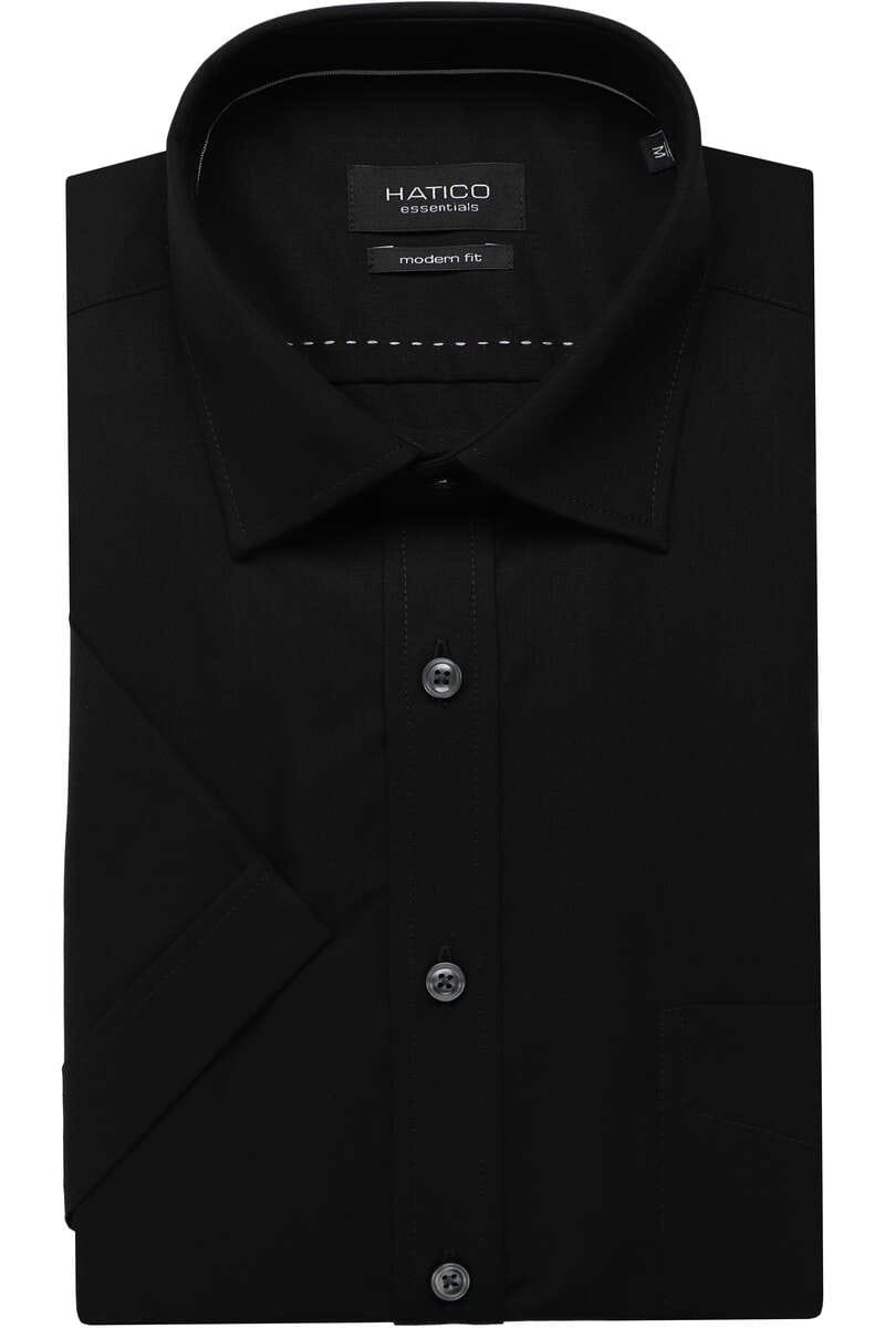Hatico Modern Fit Overhemd Korte mouw zwart