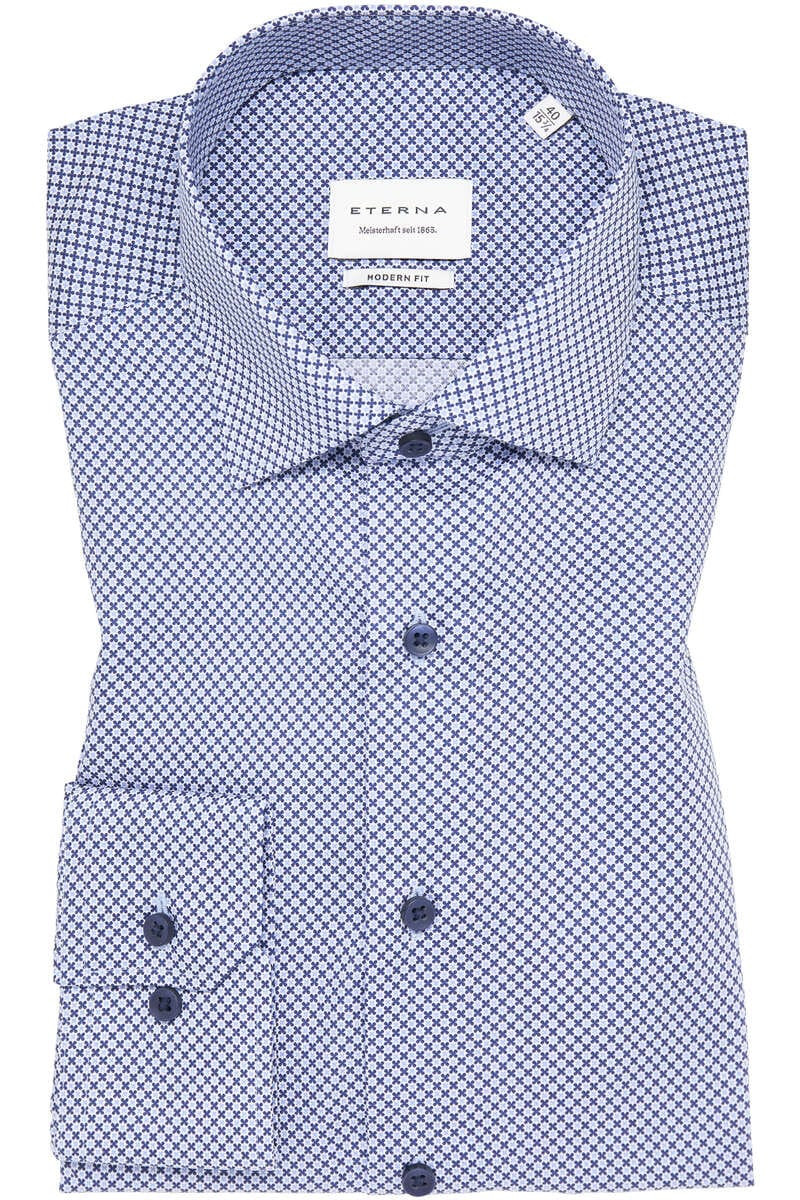 ETERNA Modern Fit Overhemd donkerblauw, Motief
