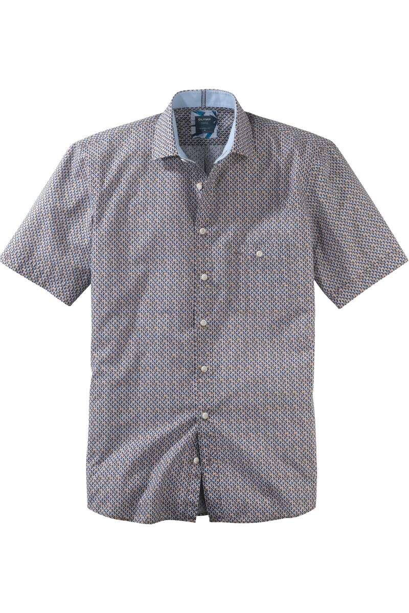 OLYMP Casual Modern Fit Overhemd Korte mouw wit/blauw