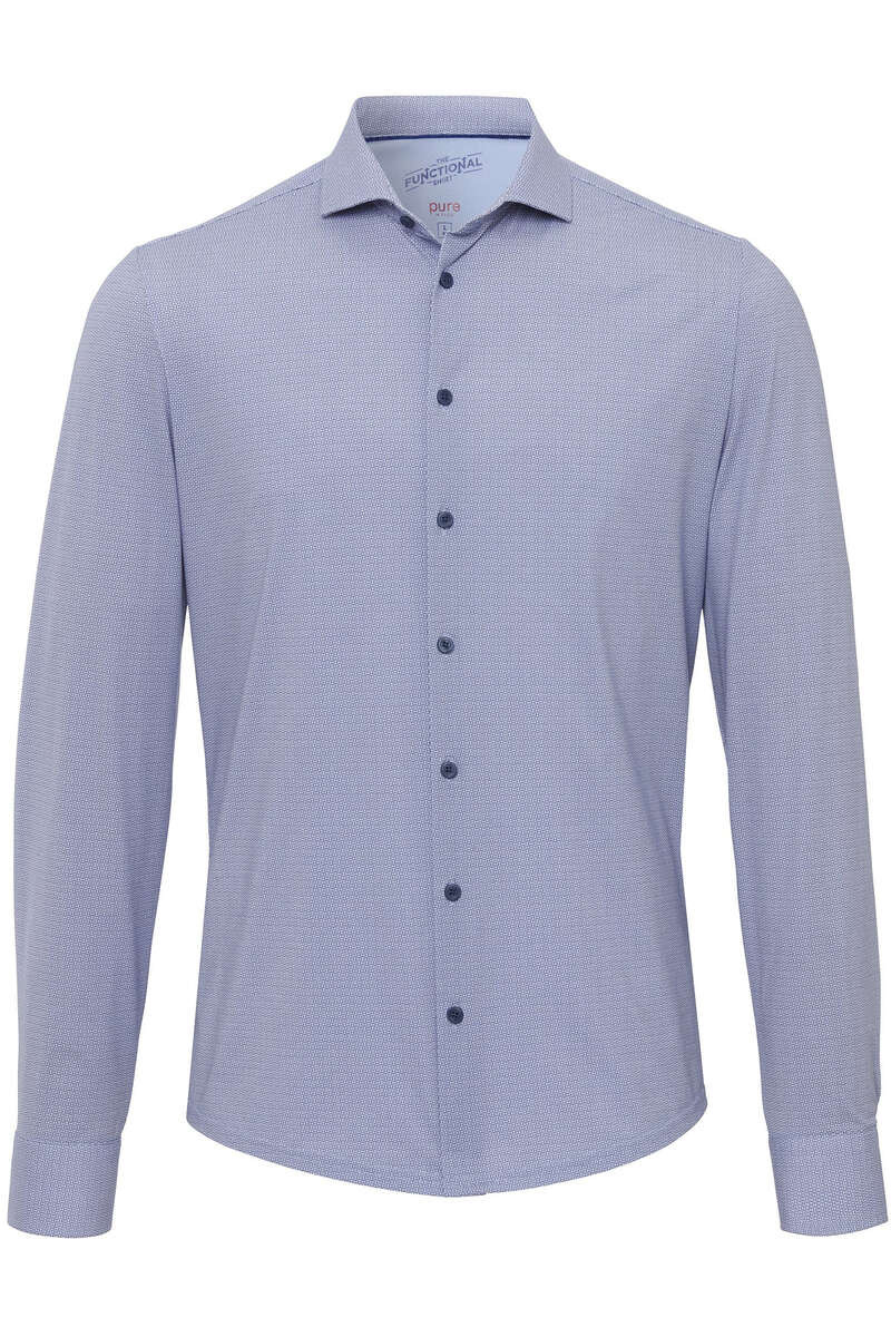 Pure Functional Slim Fit Jersey shirt middenblauw, Motief
