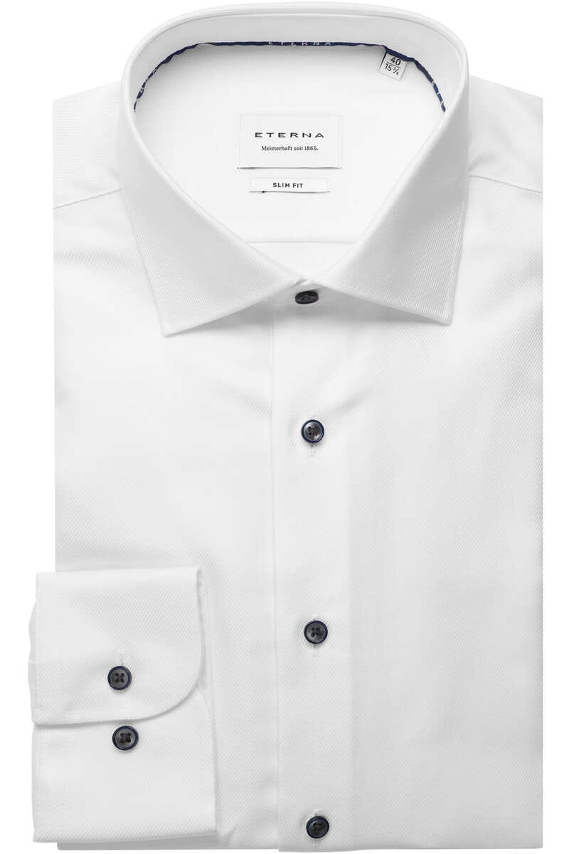 ETERNA Slim Fit Overhemd wit, Gestructureerd