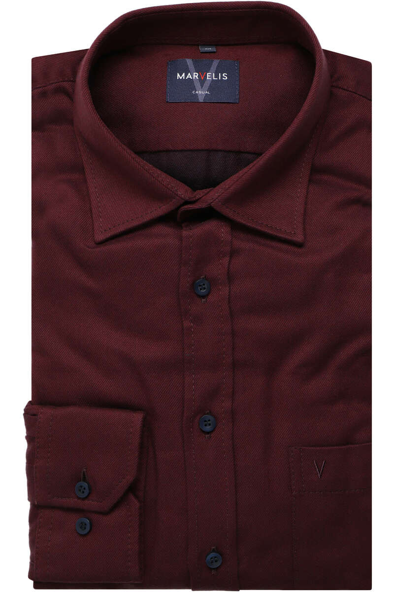 Marvelis Casual Modern Fit Overhemd rood, Fijne strepen
