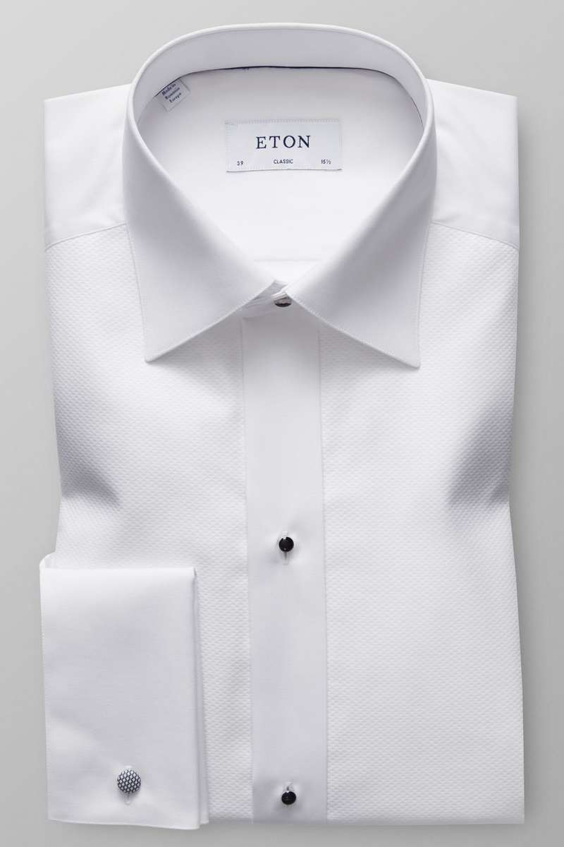 ETON Classic Fit Gala shirt wit, Gestructureerd