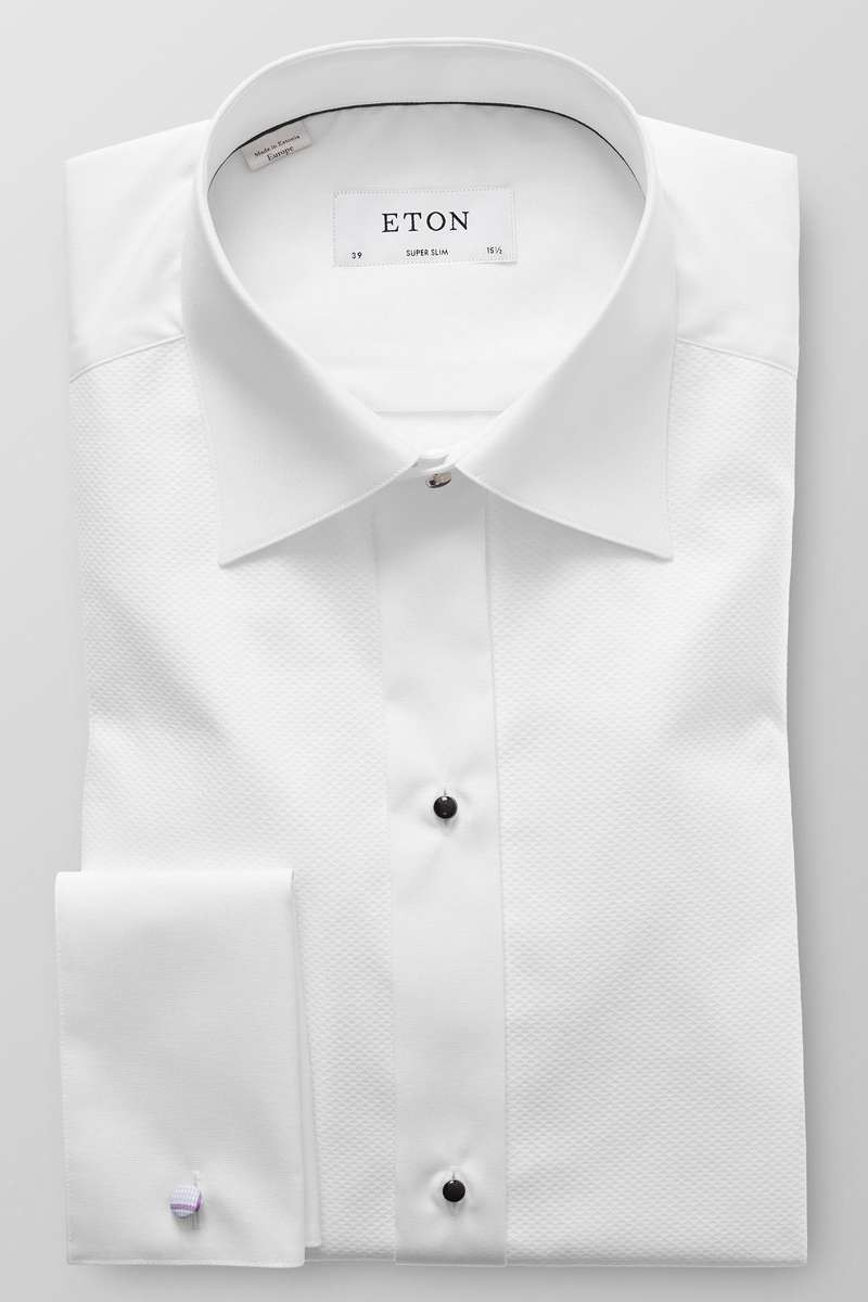 ETON Super Slim Gala shirt wit, Gestructureerd