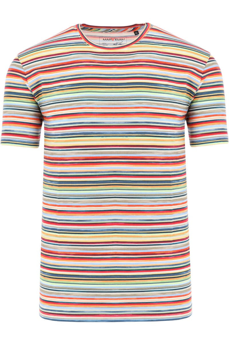 Marvelis Casual Modern Fit T-Shirt ronde hals blauw/rood, Gestreept
