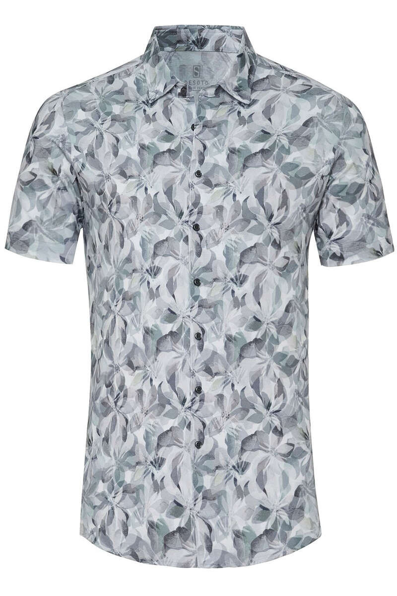 Desoto Slim Fit Jersey shirt grijs, Bloemen