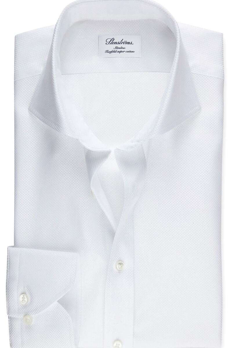 Stenströms Slimline Overhemd wit, Gestructureerd