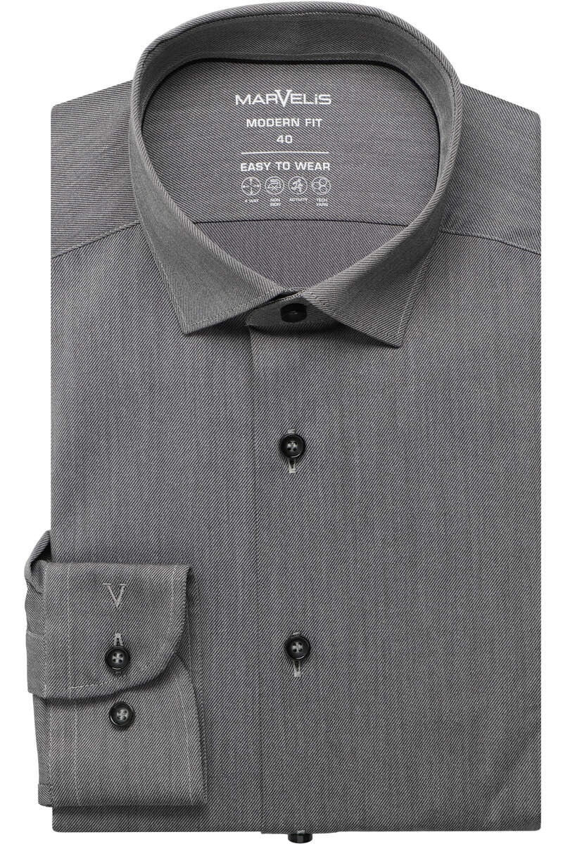 Marvelis Dynamic Flex Modern Fit Overhemd grijs, Faux-uni