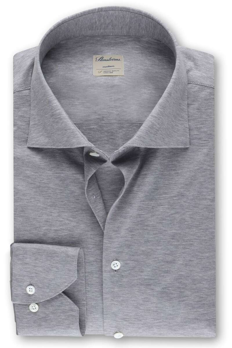 Stenströms Slimline Jersey shirt lichtgrijs, Effen