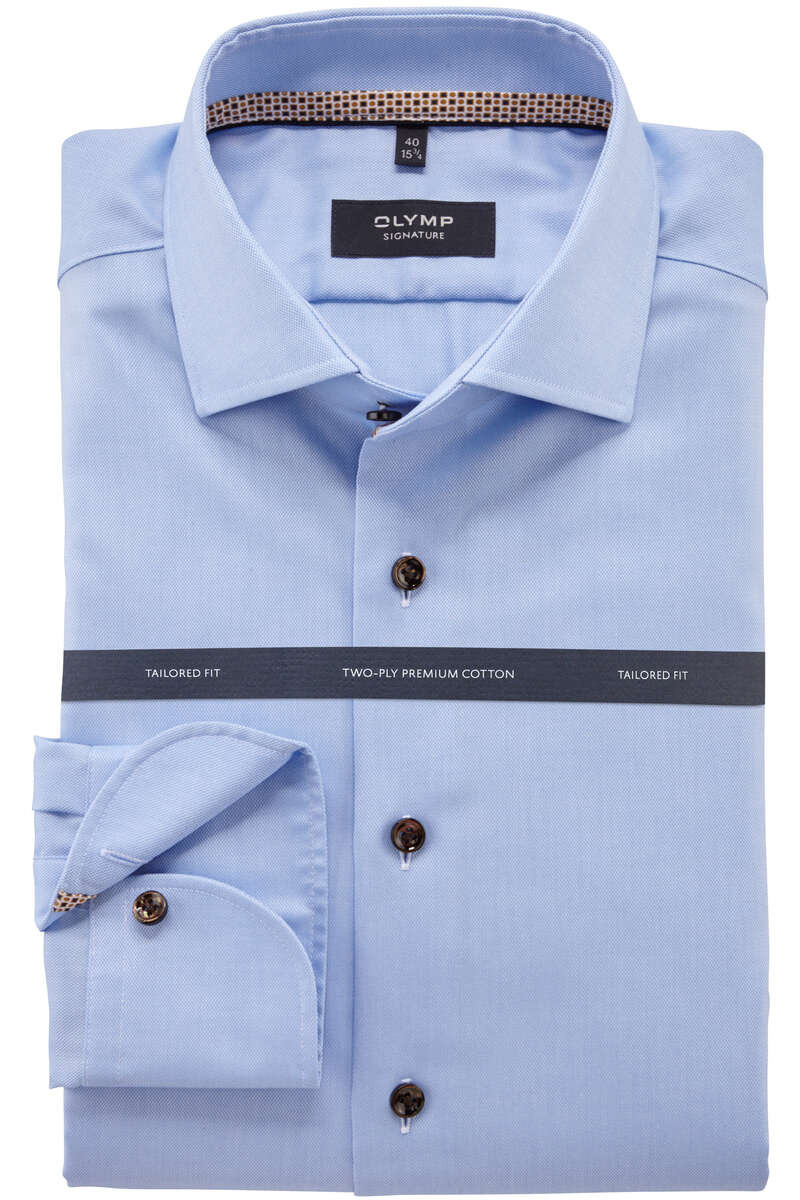 OLYMP SIGNATURE Tailored Fit Overhemd blauw, Effen