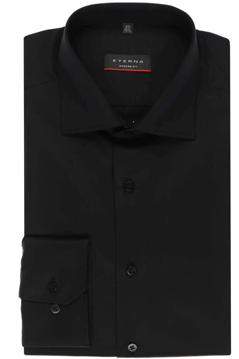 ETERNA Cover Shirt Modern Fit Overhemd zwart, Effen