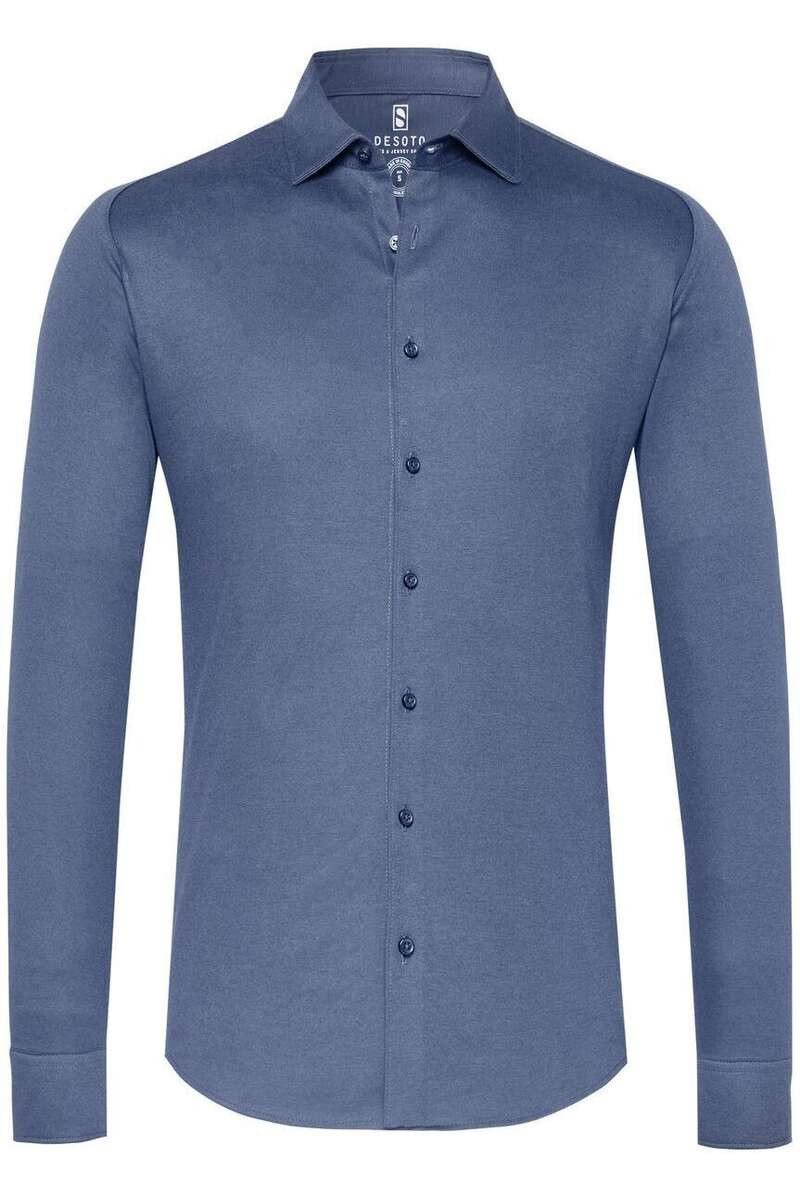 Desoto Slim Fit Jersey shirt blauw, Effen